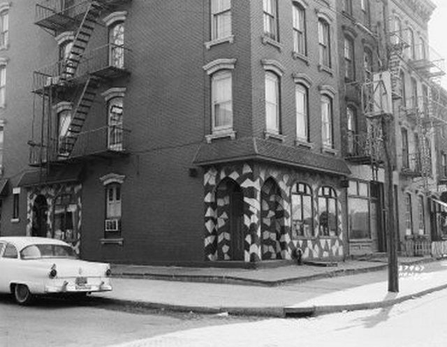 "180 West Street, Brooklyn, Corner view of Green Street and restaurant. April 14, 1959."